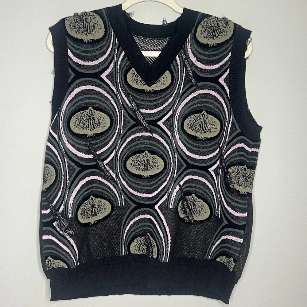 JNBY V-Neck Onion Print Sleeveless Knit Vest XL
